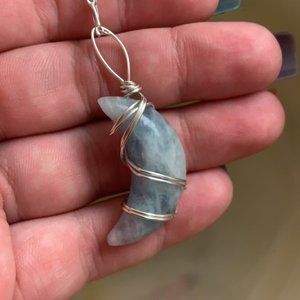 Rainbow Fluorite moon necklace